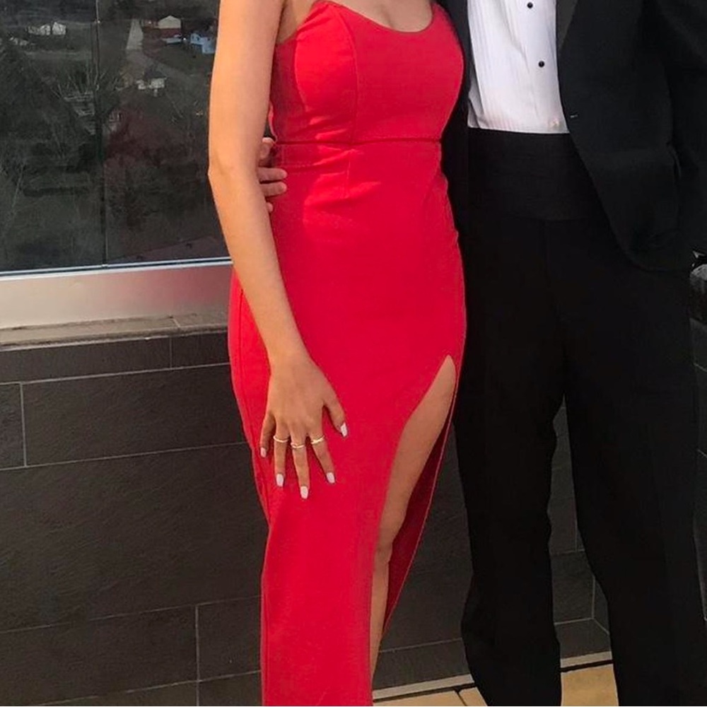 by the way. Striking Red Formal Dress